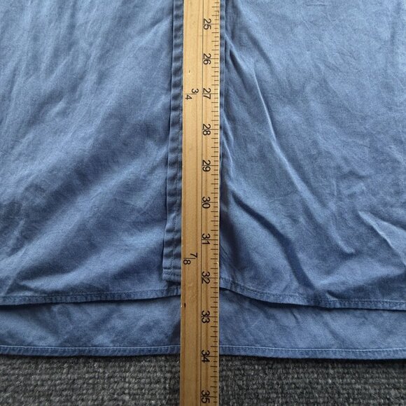 Gitman Bros Contrast Collar Cotton 18 36 Blue Men Shirt Solid Long Sleeve Pocket - Picture 6 of 13